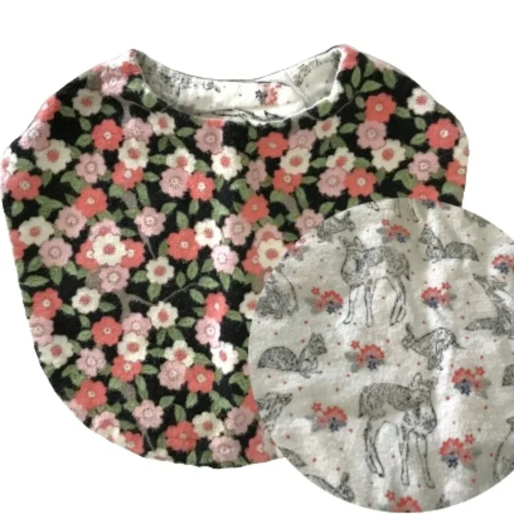 6/$25 Reversible Cotton Bib Floral Wildlife Child